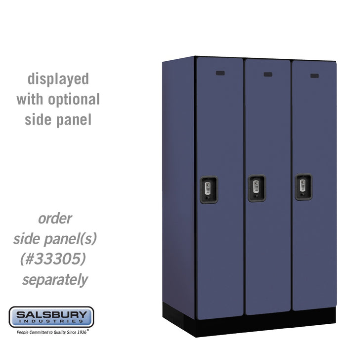 Salsbury 12" Wide Single Tier Designer Wood Locker - 3 Wide - 5 Feet High - 21 Inches Deep - Blue - Silver Resettable Combination Locks - Sweatfully