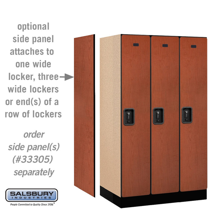 Salsbury 12" Wide Single Tier Designer Wood Locker - 3 Wide - 5 Feet High - 21 Inches Deep - Cherry - Black Resettable Combination Locks - Sweatfully