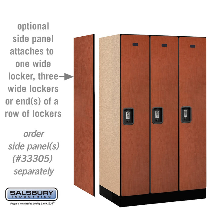 Salsbury 12" Wide Single Tier Designer Wood Locker - 3 Wide - 5 Feet High - 21 Inches Deep - Cherry - Silver Resettable Combination Locks - Sweatfully