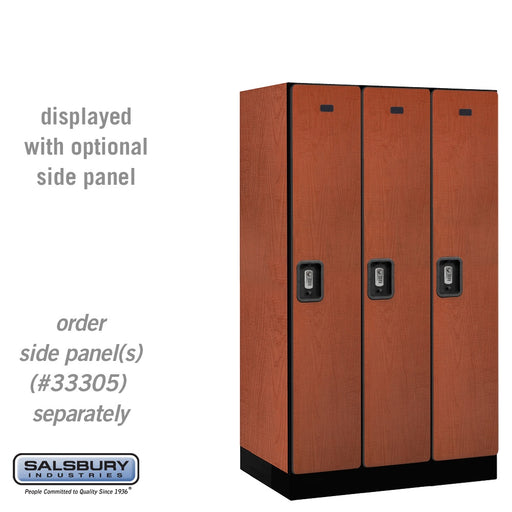 Salsbury 12" Wide Single Tier Designer Wood Locker - 3 Wide - 5 Feet High - 21 Inches Deep - Cherry - Silver Resettable Combination Locks - Sweatfully