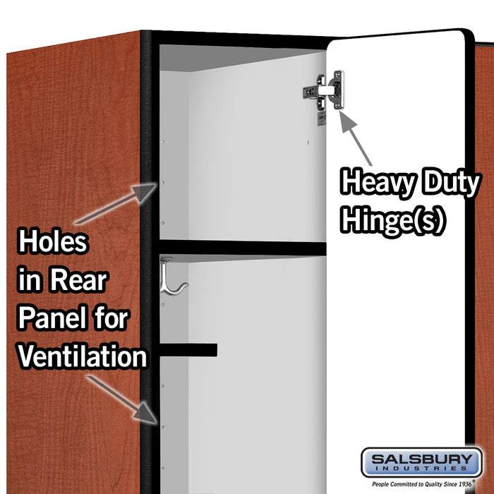 Salsbury 12" Wide Single Tier Designer Wood Locker - 3 Wide - 5 Feet High - 21 Inches Deep - Cherry - Hasps - Sweatfully