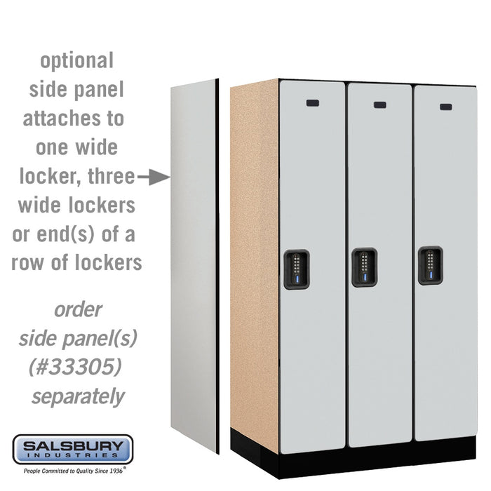 Salsbury 12" Wide Single Tier Designer Wood Locker - 3 Wide - 5 Feet High - 21 Inches Deep - Gray - Black Electronic Locks - Sweatfully