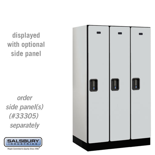 Salsbury 12" Wide Single Tier Designer Wood Locker - 3 Wide - 5 Feet High - 21 Inches Deep - Gray - Black Electronic Locks - Sweatfully