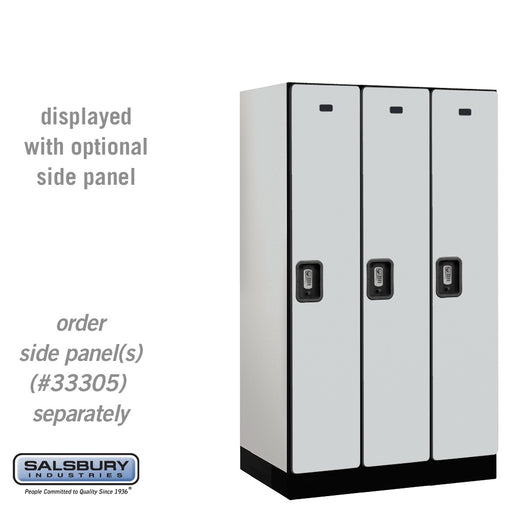 Salsbury 12" Wide Single Tier Designer Wood Locker - 3 Wide - 5 Feet High - 21 Inches Deep - Gray - Silver Resettable Combination Locks - Sweatfully