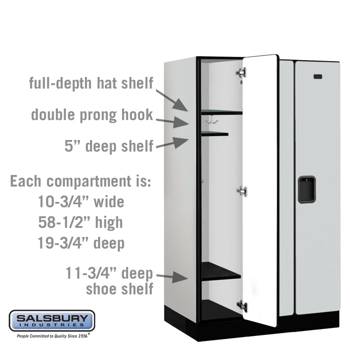 Salsbury 12" Wide Single Tier Designer Wood Locker - 3 Wide - 5 Feet High - 21 Inches Deep - Gray - Hasps - Sweatfully