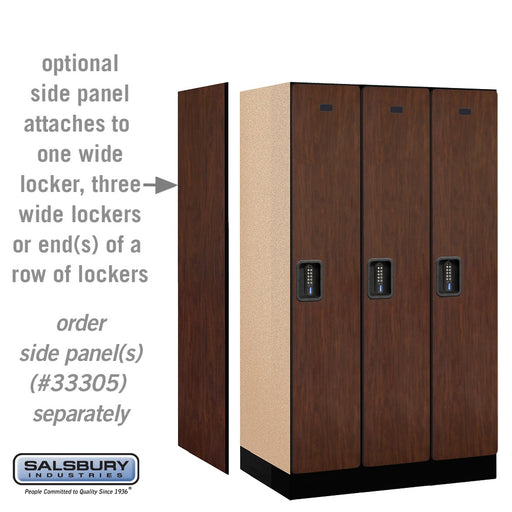 Salsbury 12" Wide Single Tier Designer Wood Locker - 3 Wide - 5 Feet High - 21 Inches Deep - Mahogany - Black Electronic Locks - Sweatfully