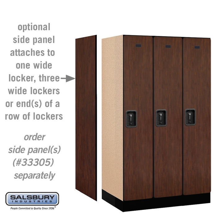 Salsbury 12" Wide Single Tier Designer Wood Locker - 3 Wide - 5 Feet High - 21 Inches Deep - Mahogany - Black Resettable Combination Locks - Sweatfully