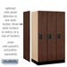 Salsbury 12" Wide Single Tier Designer Wood Locker - 3 Wide - 5 Feet High - 21 Inches Deep - Mahogany - Black Resettable Combination Locks - Sweatfully