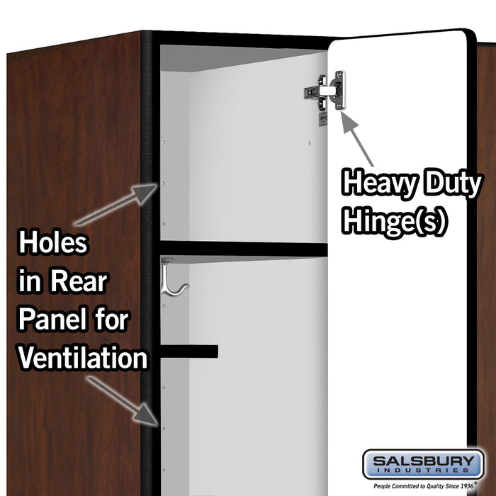 Salsbury 12" Wide Single Tier Designer Wood Locker - 3 Wide - 5 Feet High - 21 Inches Deep - Mahogany - Hasps - Sweatfully