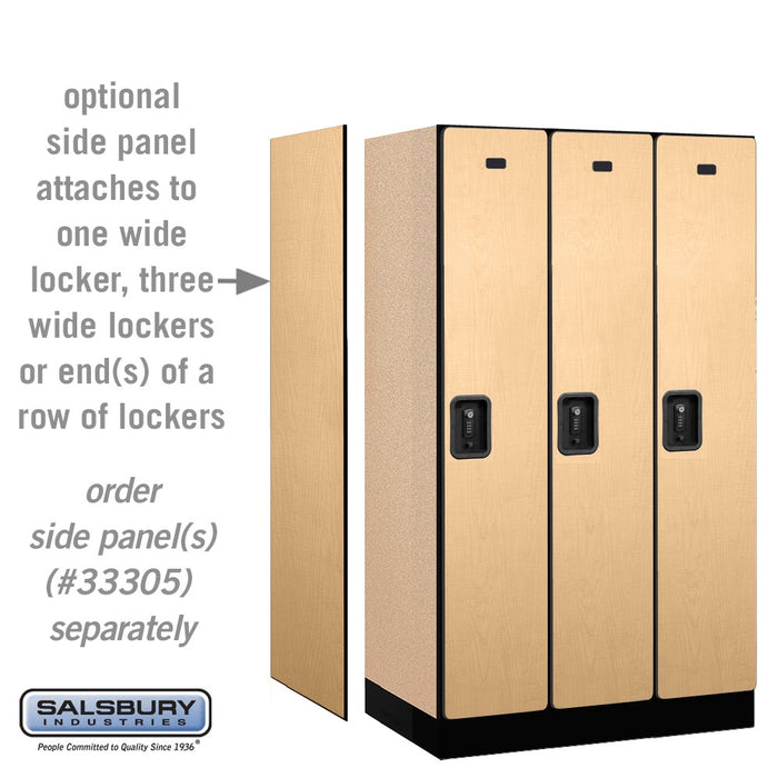 Salsbury 12" Wide Single Tier Designer Wood Locker - 3 Wide - 5 Feet High - 21 Inches Deep - Maple - Black Resettable Combination Locks - Sweatfully