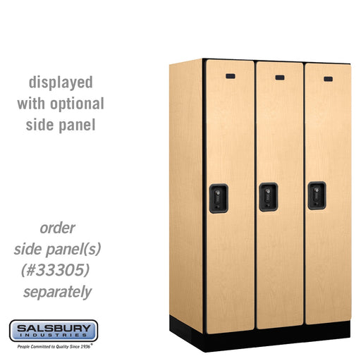 Salsbury 12" Wide Single Tier Designer Wood Locker - 3 Wide - 5 Feet High - 21 Inches Deep - Maple - Black Resettable Combination Locks - Sweatfully
