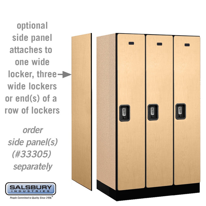 Salsbury 12" Wide Single Tier Designer Wood Locker - 3 Wide - 5 Feet High - 21 Inches Deep - Maple - Silver Resettable Combination Locks - Sweatfully