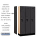 Salsbury 12" Wide Single Tier Designer Wood Locker - 3 Wide - 5 Feet High - 15 Inches Deep - Black - Hasps - Sweatfully