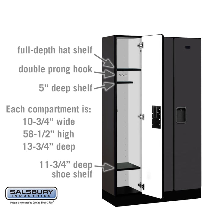 Salsbury 12" Wide Single Tier Designer Wood Locker - 3 Wide - 5 Feet High - 15 Inches Deep - Black - Hasps - Sweatfully
