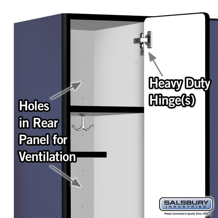 Salsbury 12" Wide Single Tier Designer Wood Locker - 3 Wide - 5 Feet High - 15 Inches Deep - Blue - Hasps - Sweatfully