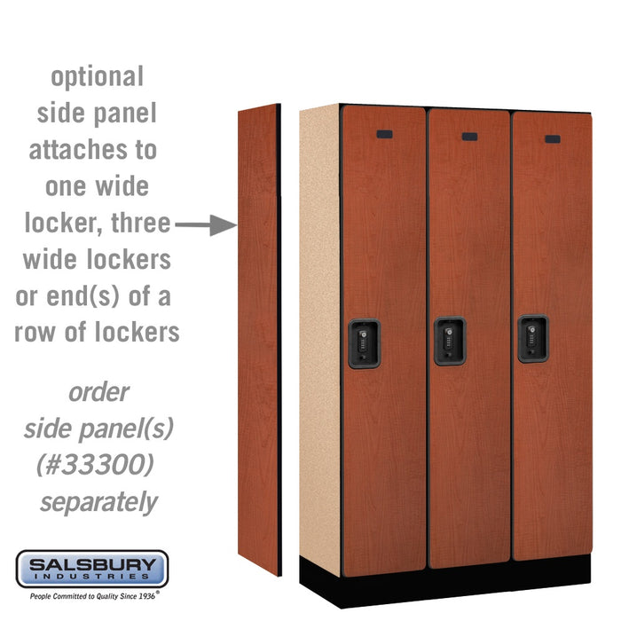 Salsbury 12" Wide Single Tier Designer Wood Locker - 3 Wide - 5 Feet High - 15 Inches Deep - Cherry - Black Resettable Combination Locks - Sweatfully