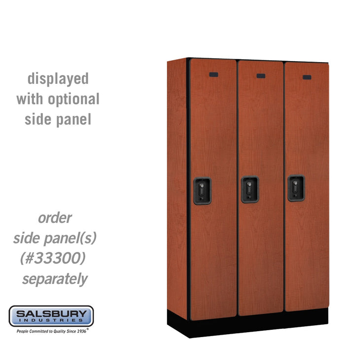 Salsbury 12" Wide Single Tier Designer Wood Locker - 3 Wide - 5 Feet High - 15 Inches Deep - Cherry - Black Resettable Combination Locks - Sweatfully