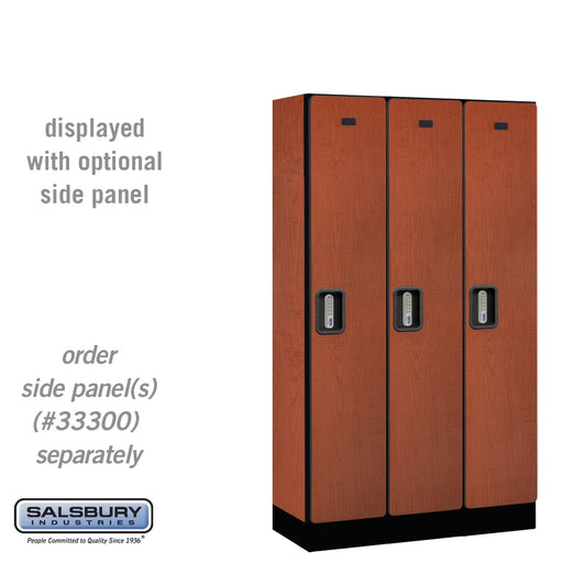 Salsbury 12" Wide Single Tier Designer Wood Locker - 3 Wide - 5 Feet High - 15 Inches Deep - Cherry - Silver Electronic Locks - Sweatfully