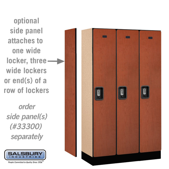 Salsbury 12" Wide Single Tier Designer Wood Locker - 3 Wide - 5 Feet High - 15 Inches Deep - Cherry - Silver Resettable Combination Locks - Sweatfully
