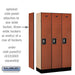 Salsbury 12" Wide Single Tier Designer Wood Locker - 3 Wide - 5 Feet High - 15 Inches Deep - Cherry - Silver Resettable Combination Locks - Sweatfully