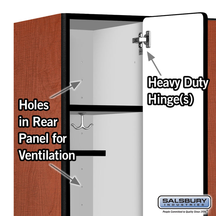 Salsbury 12" Wide Single Tier Designer Wood Locker - 3 Wide - 5 Feet High - 15 Inches Deep - Cherry - Hasps - Sweatfully