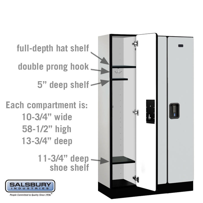 Salsbury 12" Wide Single Tier Designer Wood Locker - 3 Wide - 5 Feet High - 15 Inches Deep - Gray - Black Electronic Locks - Sweatfully