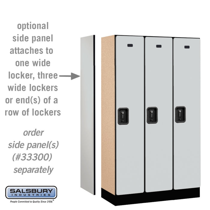 Salsbury 12" Wide Single Tier Designer Wood Locker - 3 Wide - 5 Feet High - 15 Inches Deep - Gray - Black Resettable Combination Locks - Sweatfully
