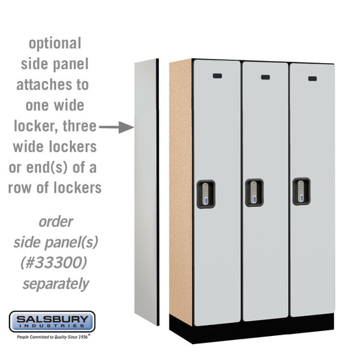 Salsbury 12" Wide Single Tier Designer Wood Locker - 3 Wide - 5 Feet High - 15 Inches Deep - Gray - Silver Electronic Locks - Sweatfully