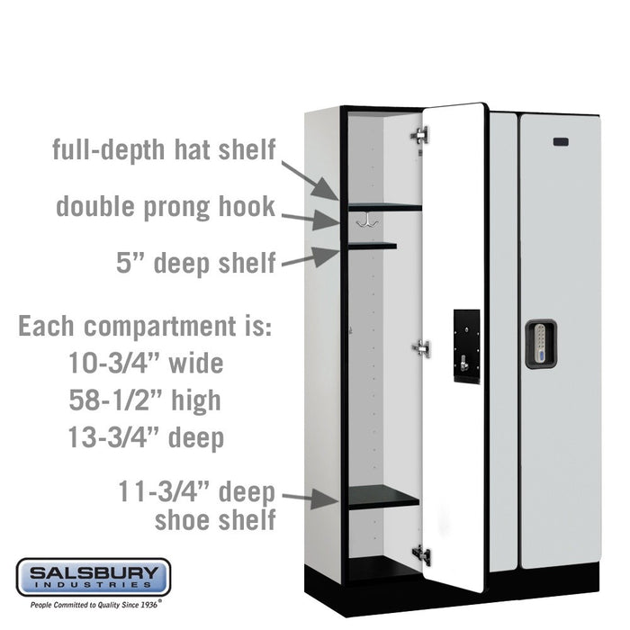 Salsbury 12" Wide Single Tier Designer Wood Locker - 3 Wide - 5 Feet High - 15 Inches Deep - Gray - Silver Electronic Locks - Sweatfully