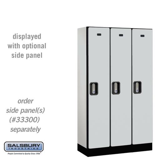 Salsbury 12" Wide Single Tier Designer Wood Locker - 3 Wide - 5 Feet High - 15 Inches Deep - Gray - Silver Electronic Locks - Sweatfully