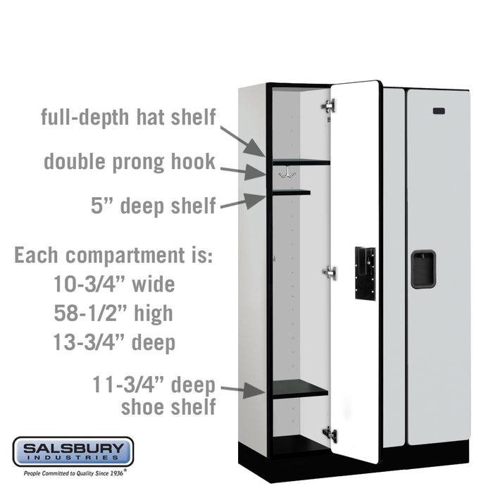 Salsbury 12" Wide Single Tier Designer Wood Locker - 3 Wide - 5 Feet High - 15 Inches Deep - Gray - Hasps - Sweatfully