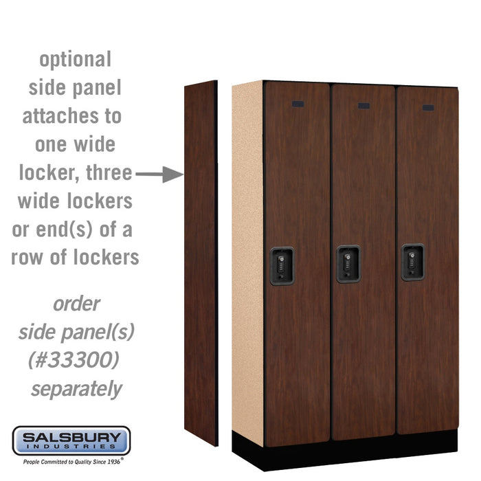 Salsbury 12" Wide Single Tier Designer Wood Locker - 3 Wide - 5 Feet High - 15 Inches Deep - Mahogany - Black Resettable Combination Locks - Sweatfully