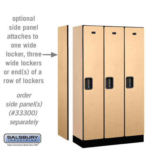 Salsbury 12" Wide Single Tier Designer Wood Locker - 3 Wide - 5 Feet High - 15 Inches Deep - Maple - Black Electronic Locks - Sweatfully