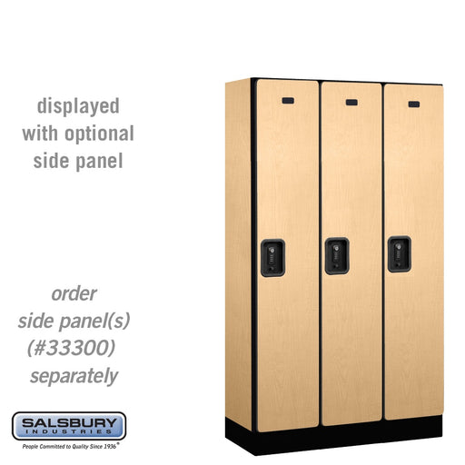 Salsbury 12" Wide Single Tier Designer Wood Locker - 3 Wide - 5 Feet High - 15 Inches Deep - Maple - Black Resettable Combination Locks - Sweatfully
