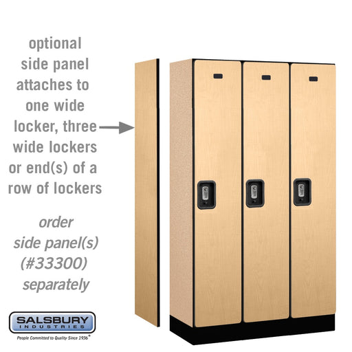 Salsbury 12" Wide Single Tier Designer Wood Locker - 3 Wide - 5 Feet High - 15 Inches Deep - Maple - Silver Resettable Combination Locks - Sweatfully