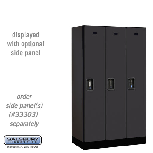 Salsbury 12" Wide Single Tier Designer Wood Locker - 3 Wide - 5 Feet High - 18 Inches Deep - Black - Black Electronic Locks - Sweatfully