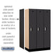 Salsbury 12" Wide Single Tier Designer Wood Locker - 3 Wide - 5 Feet High - 18 Inches Deep - Black - Silver Electronic Locks - Sweatfully