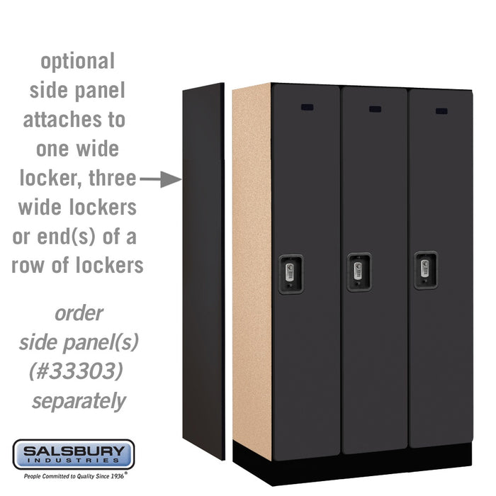 Salsbury 12" Wide Single Tier Designer Wood Locker - 3 Wide - 5 Feet High - 18 Inches Deep - Black - Silver Resettable Combination Locks - Sweatfully