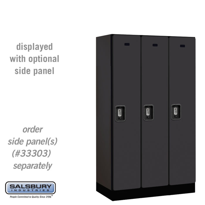 Salsbury 12" Wide Single Tier Designer Wood Locker - 3 Wide - 5 Feet High - 18 Inches Deep - Black - Silver Resettable Combination Locks - Sweatfully
