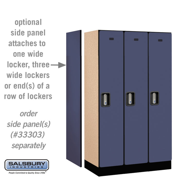 Salsbury 12" Wide Single Tier Designer Wood Locker - 3 Wide - 5 Feet High - 18 Inches Deep - Blue - Silver Electronic Locks - Sweatfully