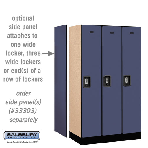 Salsbury 12" Wide Single Tier Designer Wood Locker - 3 Wide - 5 Feet High - 18 Inches Deep - Blue - Silver Resettable Combination Locks - Sweatfully