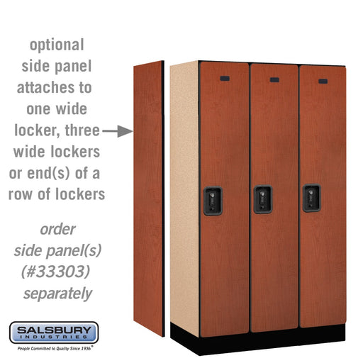 Salsbury 12" Wide Single Tier Designer Wood Locker - 3 Wide - 5 Feet High - 18 Inches Deep - Cherry - Black Resettable Combination Locks - Sweatfully