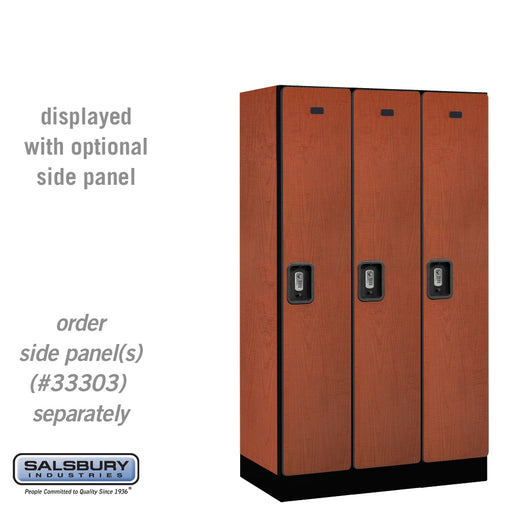 Salsbury 12" Wide Single Tier Designer Wood Locker - 3 Wide - 5 Feet High - 18 Inches Deep - Cherry - Silver Resettable Combination Locks - Sweatfully