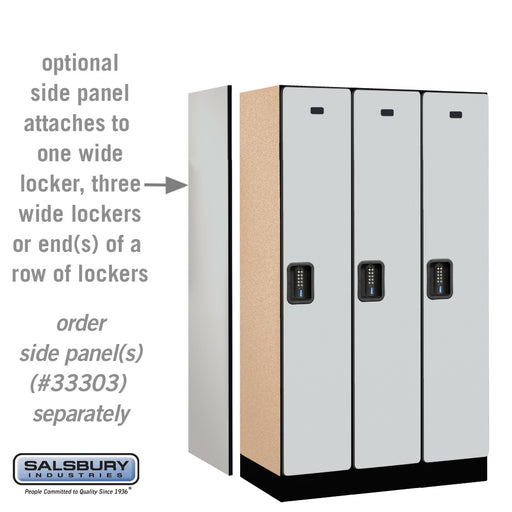 Salsbury 12" Wide Single Tier Designer Wood Locker - 3 Wide - 5 Feet High - 18 Inches Deep - Gray - Black Electronic Locks - Sweatfully