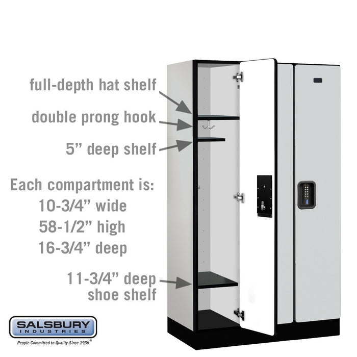 Salsbury 12" Wide Single Tier Designer Wood Locker - 3 Wide - 5 Feet High - 18 Inches Deep - Gray - Black Electronic Locks - Sweatfully