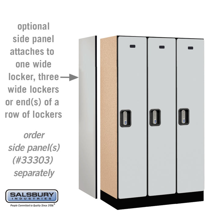 Salsbury 12" Wide Single Tier Designer Wood Locker - 3 Wide - 5 Feet High - 18 Inches Deep - Gray - Silver Electronic Locks - Sweatfully