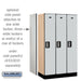 Salsbury 12" Wide Single Tier Designer Wood Locker - 3 Wide - 5 Feet High - 18 Inches Deep - Gray - Silver Electronic Locks - Sweatfully