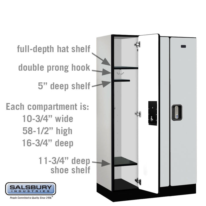 Salsbury 12" Wide Single Tier Designer Wood Locker - 3 Wide - 5 Feet High - 18 Inches Deep - Gray - Silver Electronic Locks - Sweatfully