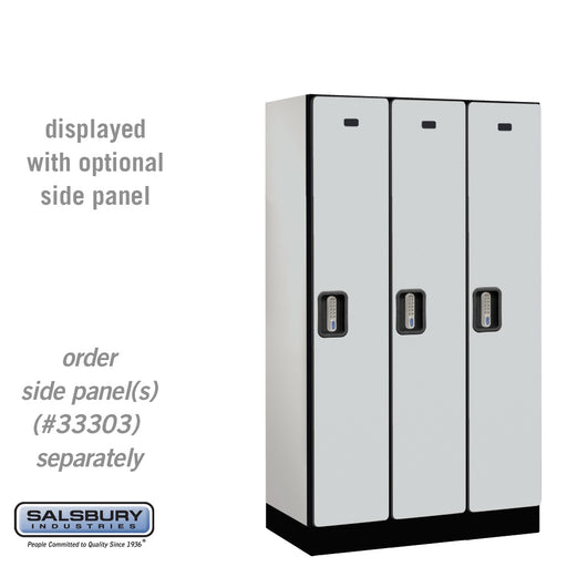 Salsbury 12" Wide Single Tier Designer Wood Locker - 3 Wide - 5 Feet High - 18 Inches Deep - Gray - Silver Electronic Locks - Sweatfully