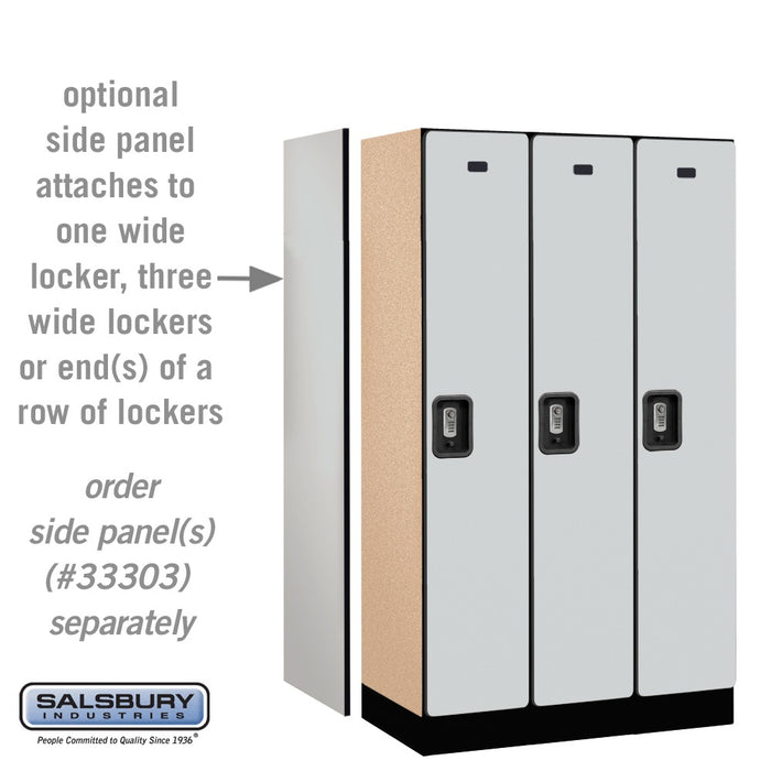 Salsbury 12" Wide Single Tier Designer Wood Locker - 3 Wide - 5 Feet High - 18 Inches Deep - Gray - Silver Resettable Combination Locks - Sweatfully